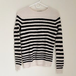 Vince Cream/Navy Blue Striped Sweater, Wool Blend